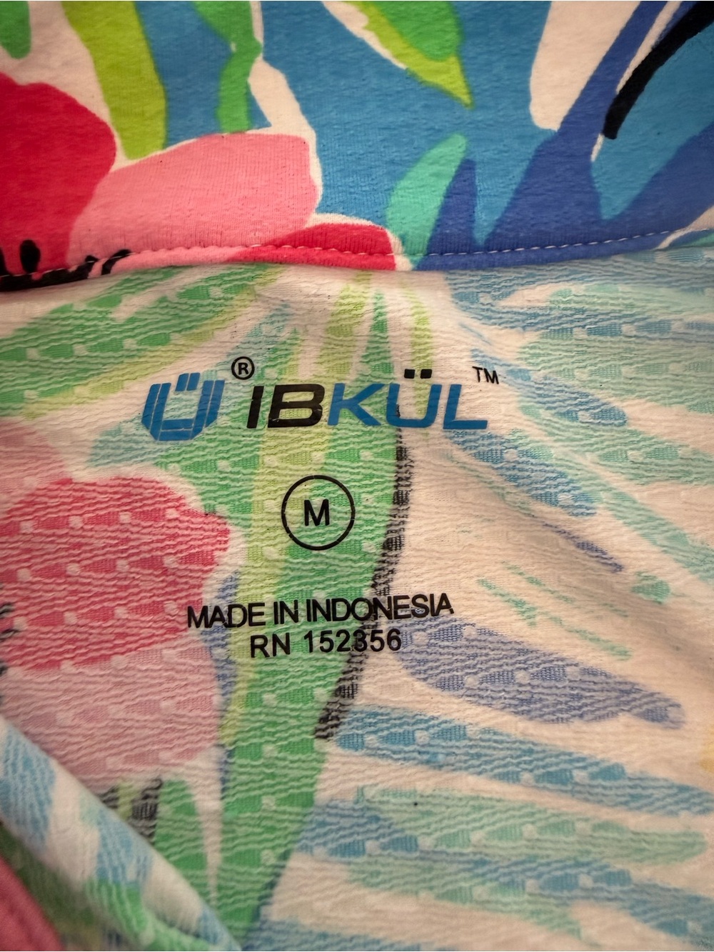 IBKUL Women’sTropical Floral Quarter Zip Long Sleeve Top - Pink, Blue & Green - Picture 3 of 6